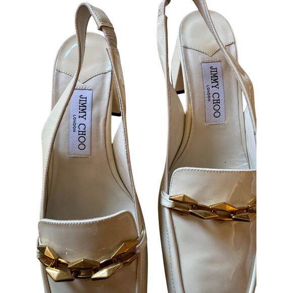 Jimmy Choo NIB Diamonte 45 Tilda Slingback Pumps in Latte Size 39.5 - Picture 4 of 11